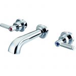 Assisi Industrial 3 Hole Wall Mounted Lever Mixers on White Background